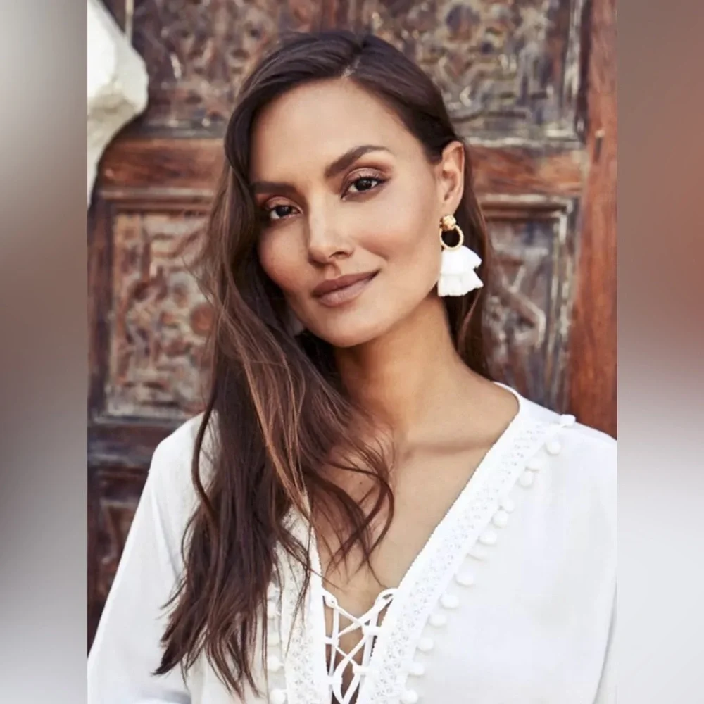 For Love & Lemons‎ Loop Fringe Earrings Post Back
